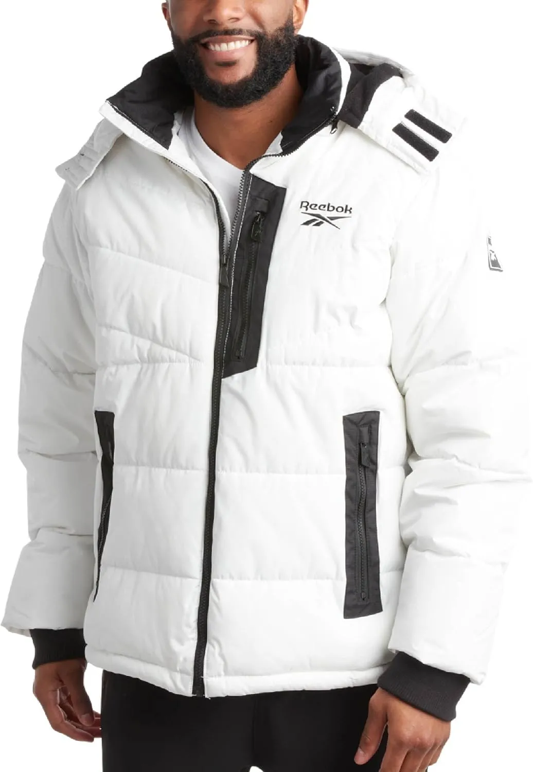 Reebok Mens Puffer Jacket - Heavyweight Quilted Parka Mens Jacket with Hood - Weather Resistant Ski Winter Jackets for Men