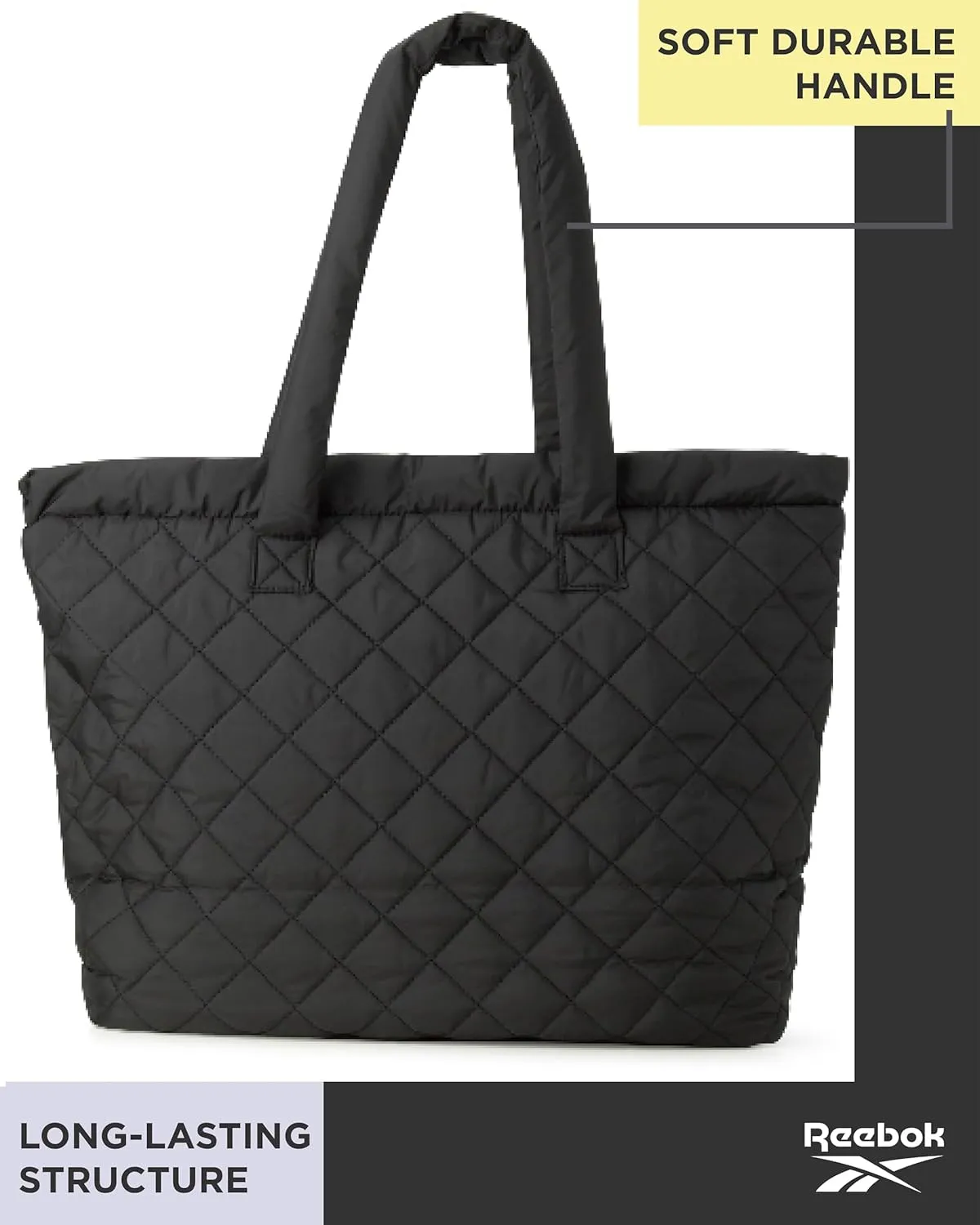 Reebok Women's Gym Tote Bag - Lightweight Carry On Tote Bags for Women - Casual Sports Shoulder Bag with Zipper Closure