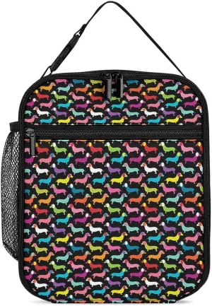 Retro Dogs Dachshund Reusable Lunch Bag Insulated Portable Lunch Box Bag Leak Proof Dining Bag Lunch Box Container Tote Pattern114