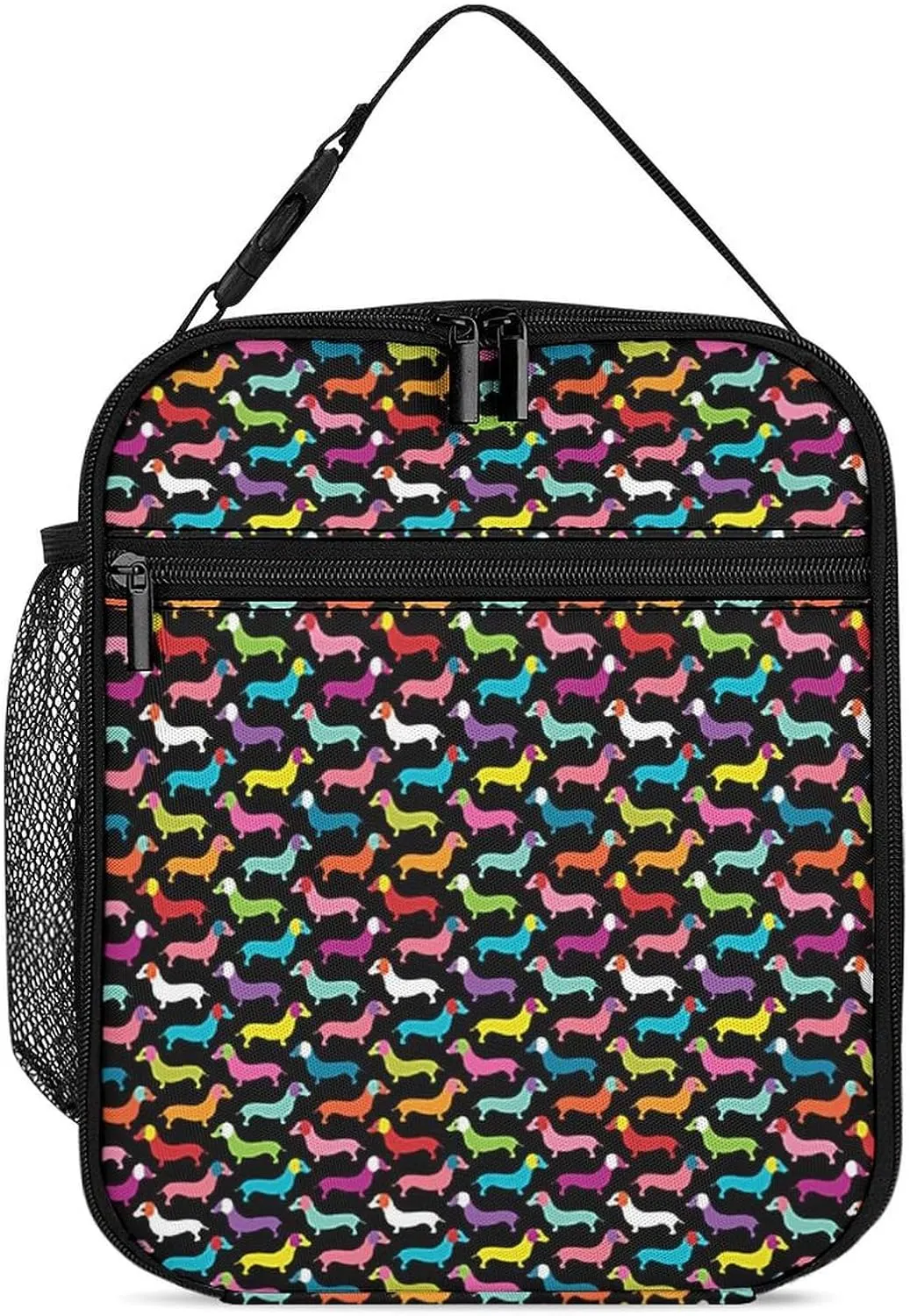 Retro Dogs Dachshund Reusable Lunch Bag Insulated Portable Lunch Box Bag Leak Proof Dining Bag Lunch Box Container Tote Pattern114