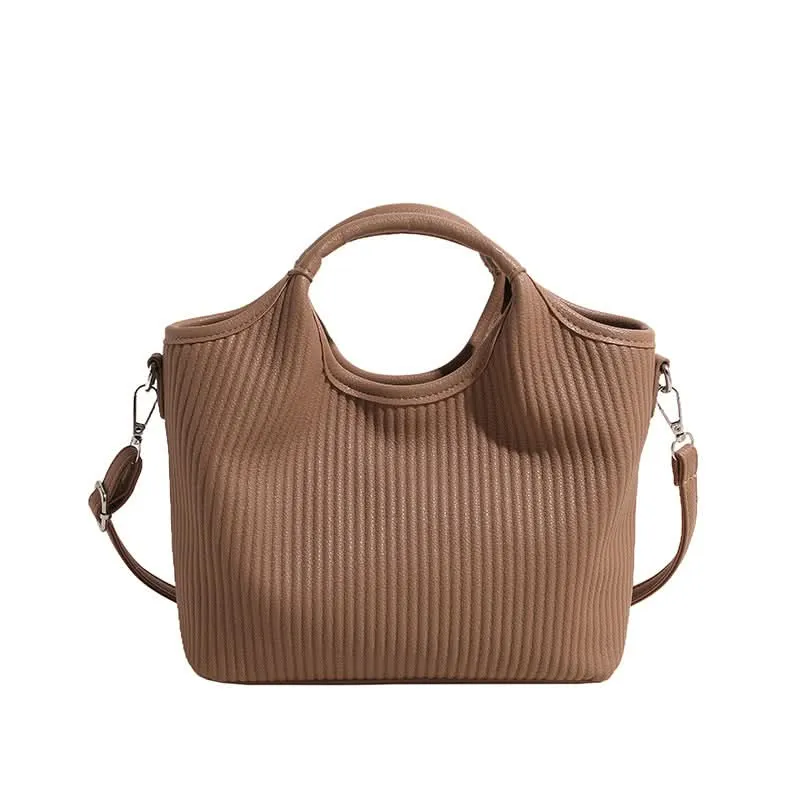 Retro Style Pleated PU Leather Bucket Bag for Women – Urban Chic