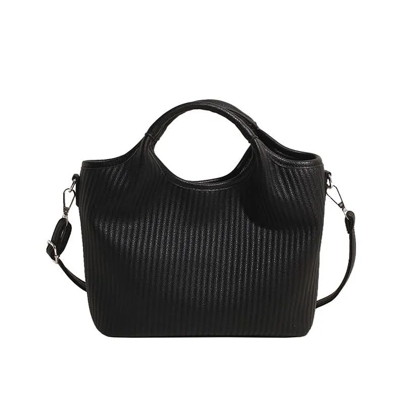 Retro Style Pleated PU Leather Bucket Bag for Women – Urban Chic