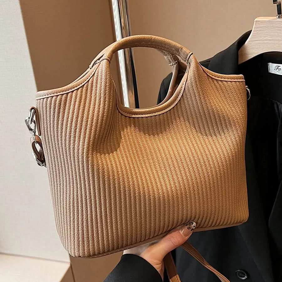 Retro Style Pleated PU Leather Bucket Bag for Women – Urban Chic