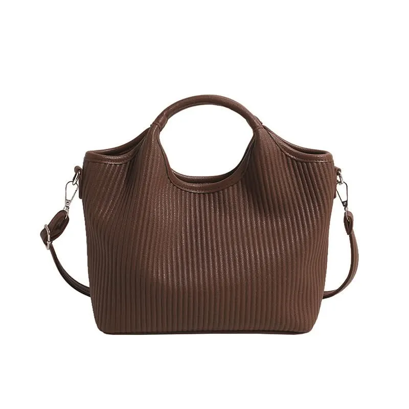 Retro Style Pleated PU Leather Bucket Bag for Women – Urban Chic