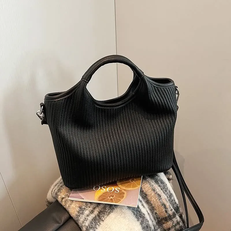 Retro Style Pleated PU Leather Bucket Bag for Women – Urban Chic