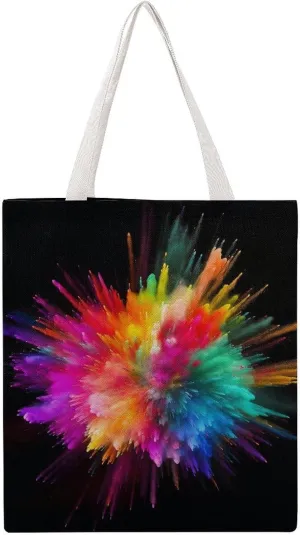 Reusable Grocery Bags Color Explosion Shopping Bag Lightweight Shoulder Bags Large Tote Bag for Travel Work Handbag