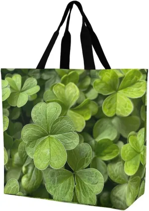 Reusable Grocery Bags Vibrant Green Grass Shopping Bag Lightweight Shoulder Bags Large Tote Bag for Travel Work Handbag