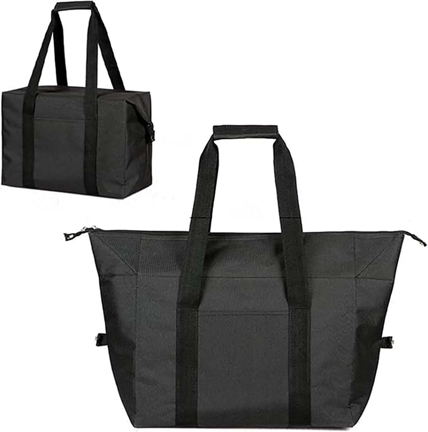 Reusable Insulated Cooler Tote Bag with Zipper for Grocery, Leakproof Thermal Shopping Bag with Insulation Foam, Cooler Bag for Cold Hot Food, Picnic, Travel or Beach