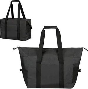 Reusable Insulated Cooler Tote Bag with Zipper for Grocery, Leakproof Thermal Shopping Bag with Insulation Foam, Cooler Bag for Cold Hot Food, Picnic, Travel or Beach