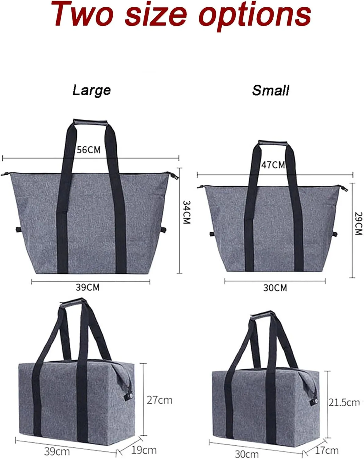 Reusable Insulated Cooler Tote Bag with Zipper for Grocery, Leakproof Thermal Shopping Bag with Insulation Foam, Cooler Bag for Cold Hot Food, Picnic, Travel or Beach