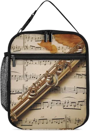 Reusable Insulated Lunch Bag Flute Music Leakproof Portable Lunch Box for Women Men Work Office Picnic Travel