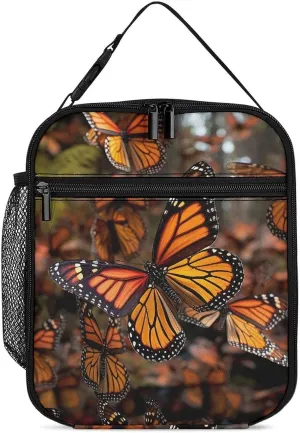 Reusable Insulated Lunch Bag Monarch Butterflies Leakproof Portable Lunch Box for Women Men Work Office Picnic Travel