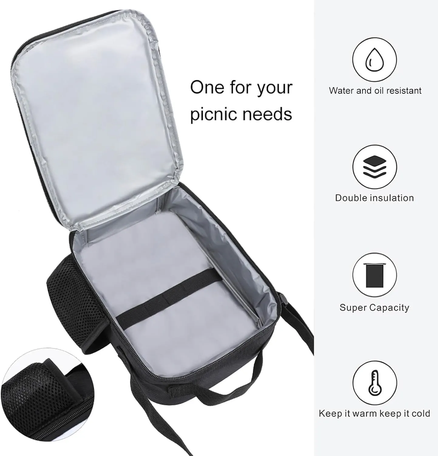 Reusable Lunch Bag for Men Women, Colorful Tattoo Trippy Acid Eye Thermal Lunch Box Insulated Tote Bags Leakproof Cooler Bag with Adjustable Shoulder Strap