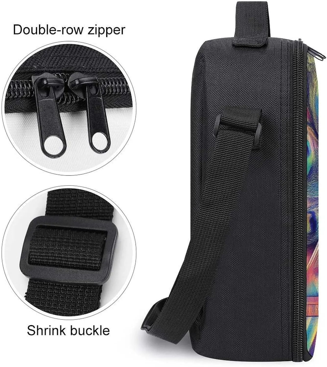 Reusable Lunch Bag for Men Women, Colorful Tattoo Trippy Acid Eye Thermal Lunch Box Insulated Tote Bags Leakproof Cooler Bag with Adjustable Shoulder Strap