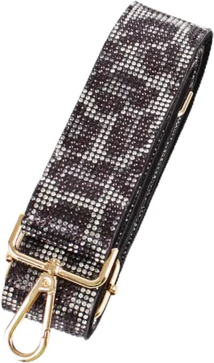 Rhinestone Adjustable Purse Strap Replacement, Crossbody Replacement for Handbags (Snow Leopard)