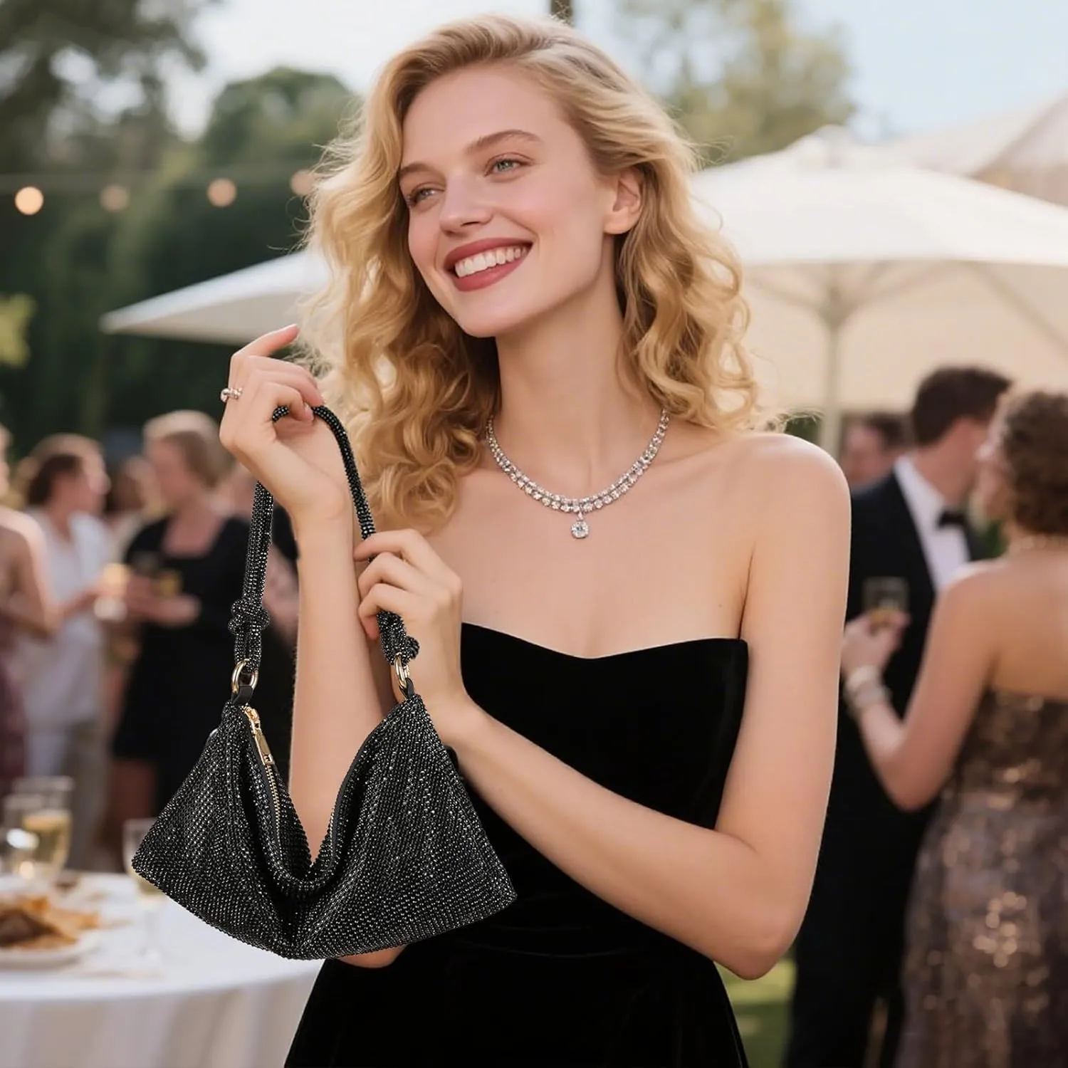 Rhinestone Evening Clutch Purse for Women Evening Bag Glitter Sparkly shoulder Handbags for Party Prom Wedding