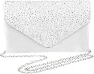 Rhinestone Pave Pleated Satin Evening Clutch Women's Flap Handbag Weddings, Parties Proms banquets formal Dinner events