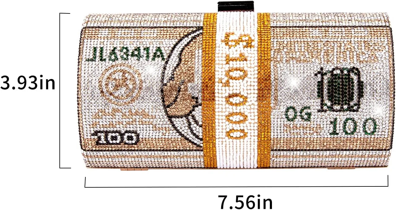 Rhinestone Red Money Clutch Purse for Women Evening Handbags Crystal Money Bag Purse Diamond Bling Clutches for Wedding Party
