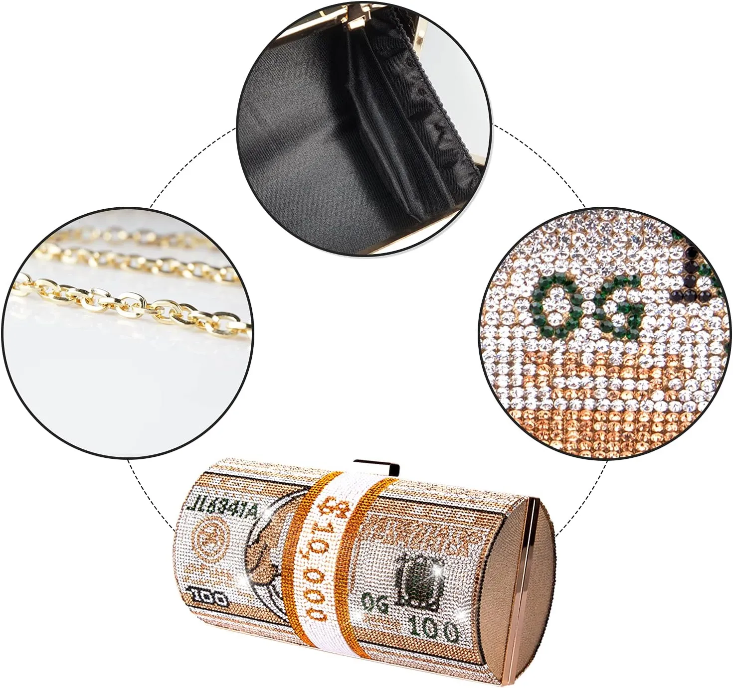 Rhinestone Red Money Clutch Purse for Women Evening Handbags Crystal Money Bag Purse Diamond Bling Clutches for Wedding Party