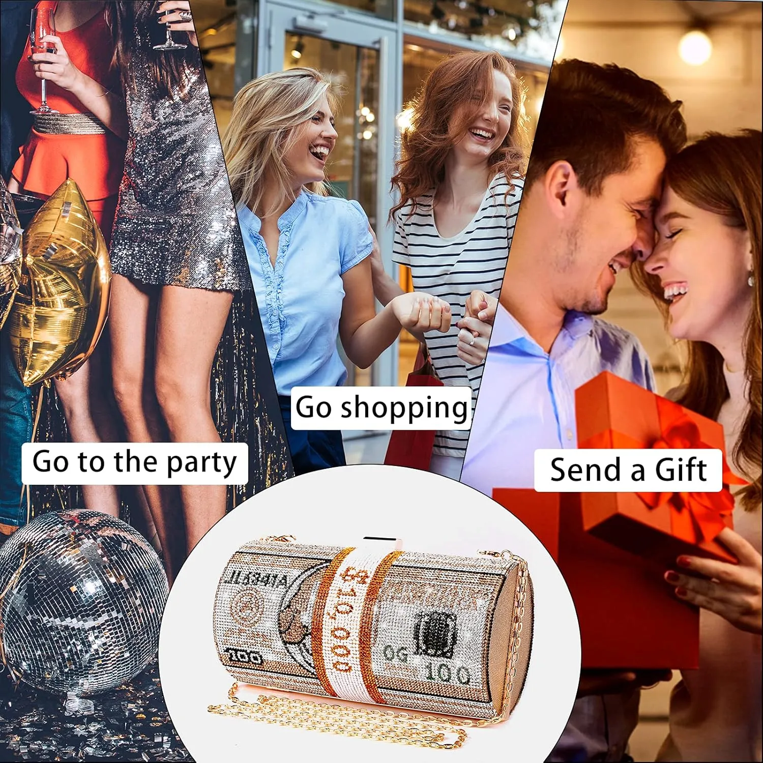 Rhinestone Red Money Clutch Purse for Women Evening Handbags Crystal Money Bag Purse Diamond Bling Clutches for Wedding Party