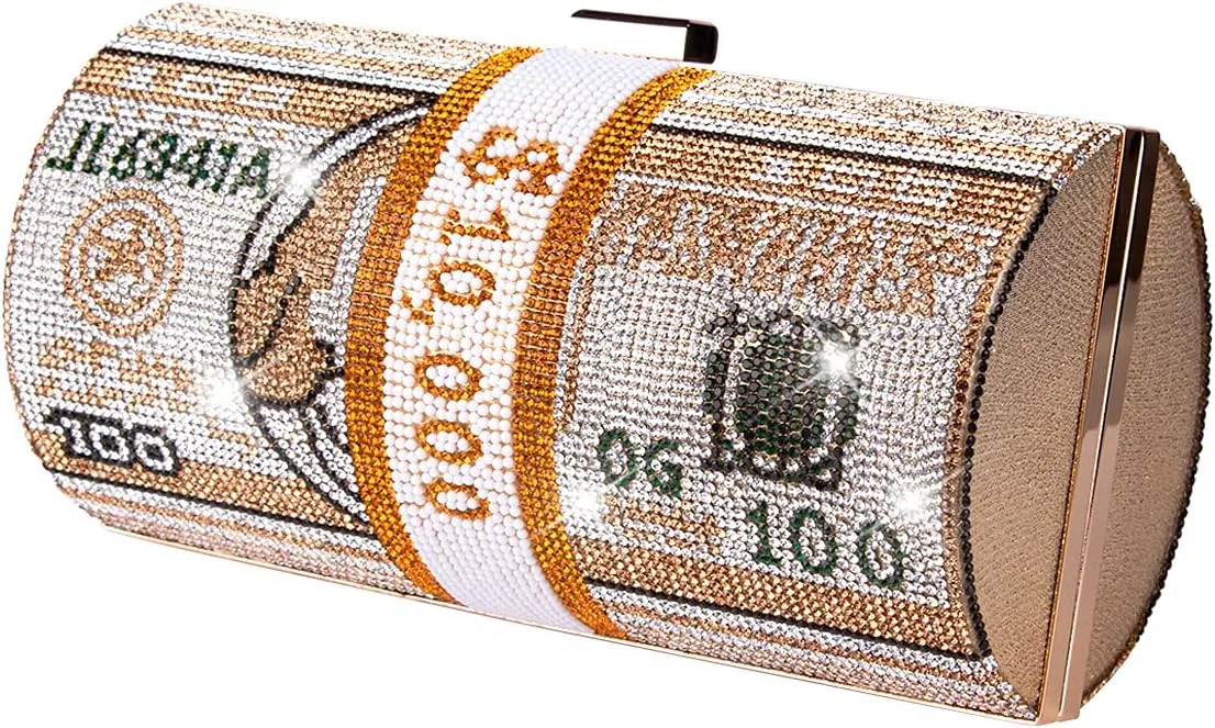 Rhinestone Red Money Clutch Purse for Women Evening Handbags Crystal Money Bag Purse Diamond Bling Clutches for Wedding Party