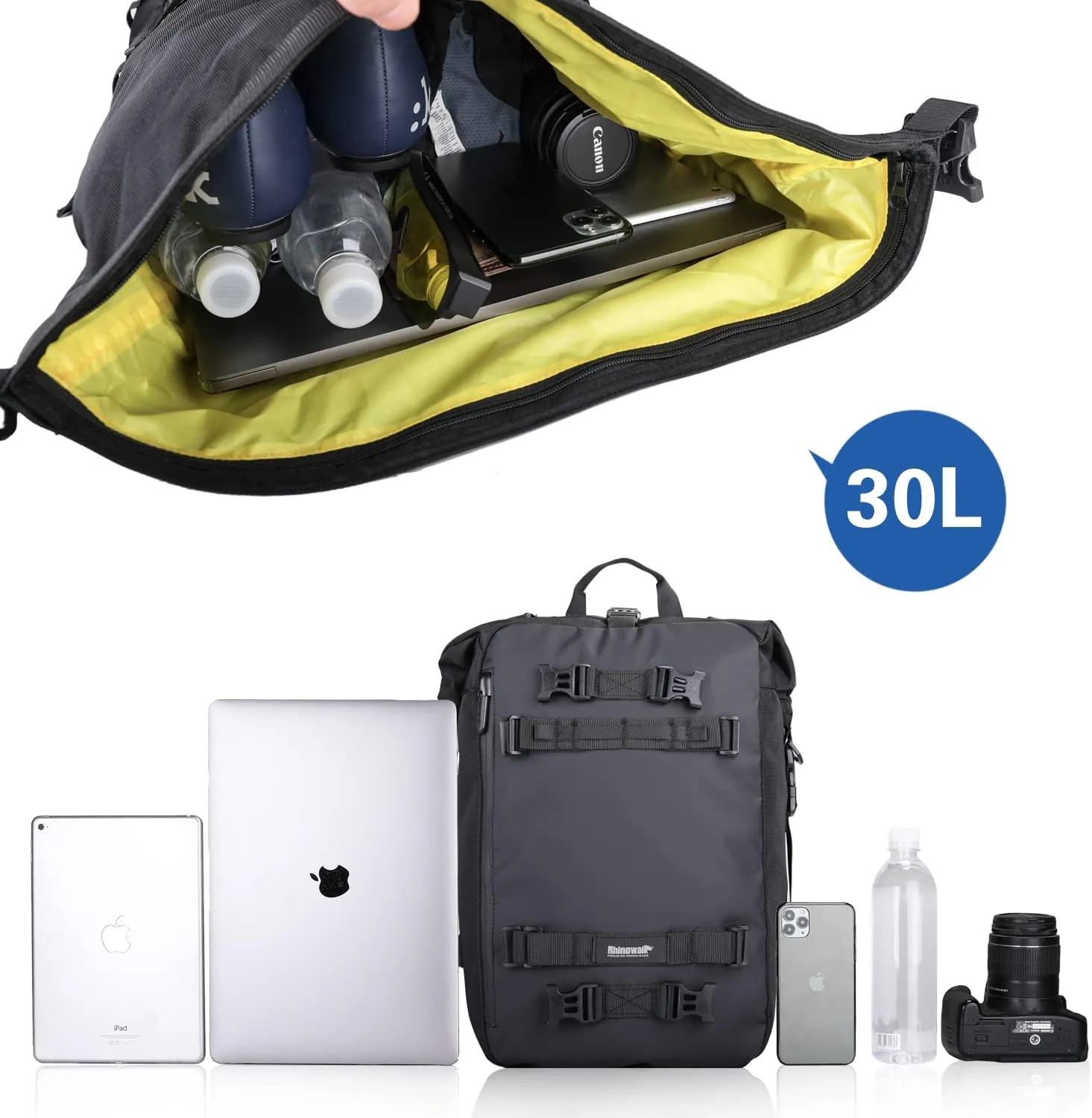 Rhinowalk Motor Pannier Bag Motorcycle Seat Bag Waterproof Travel Luggage (30L-YELLOW)
