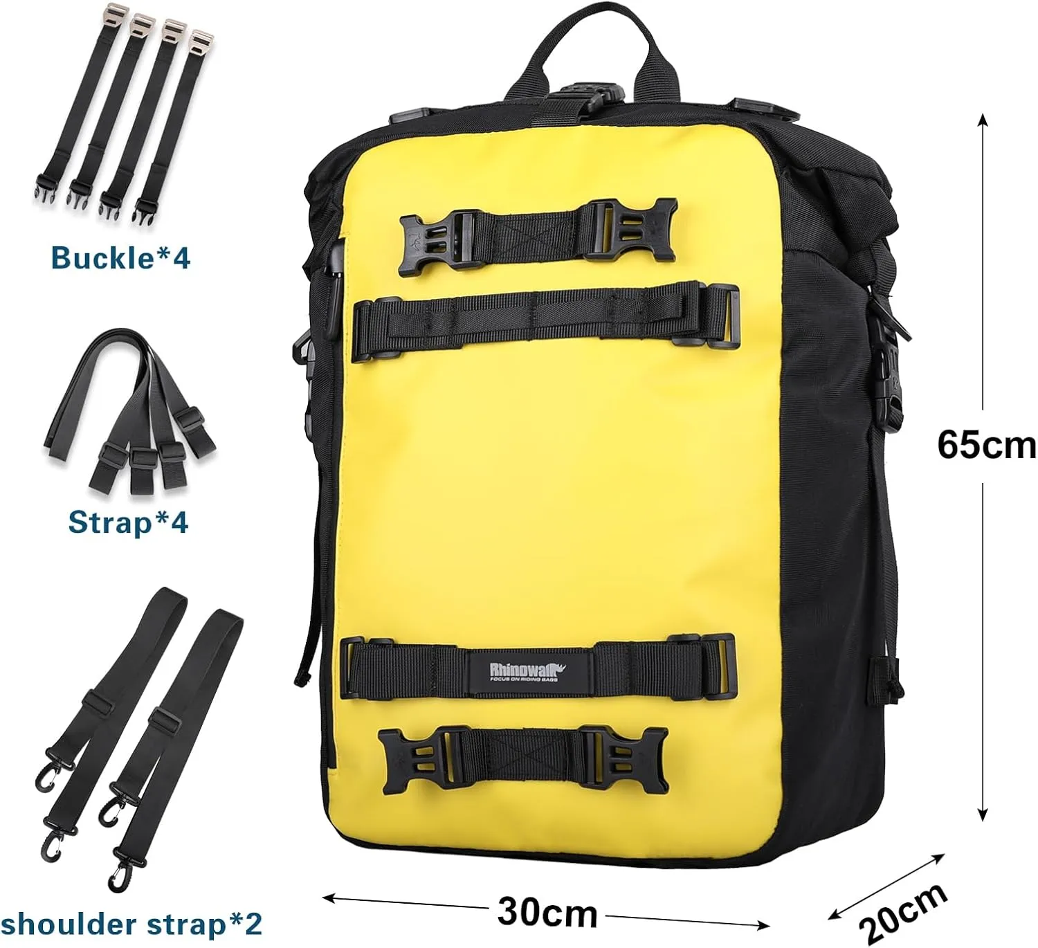 Rhinowalk Motor Pannier Bag Motorcycle Seat Bag Waterproof Travel Luggage (30L-YELLOW)