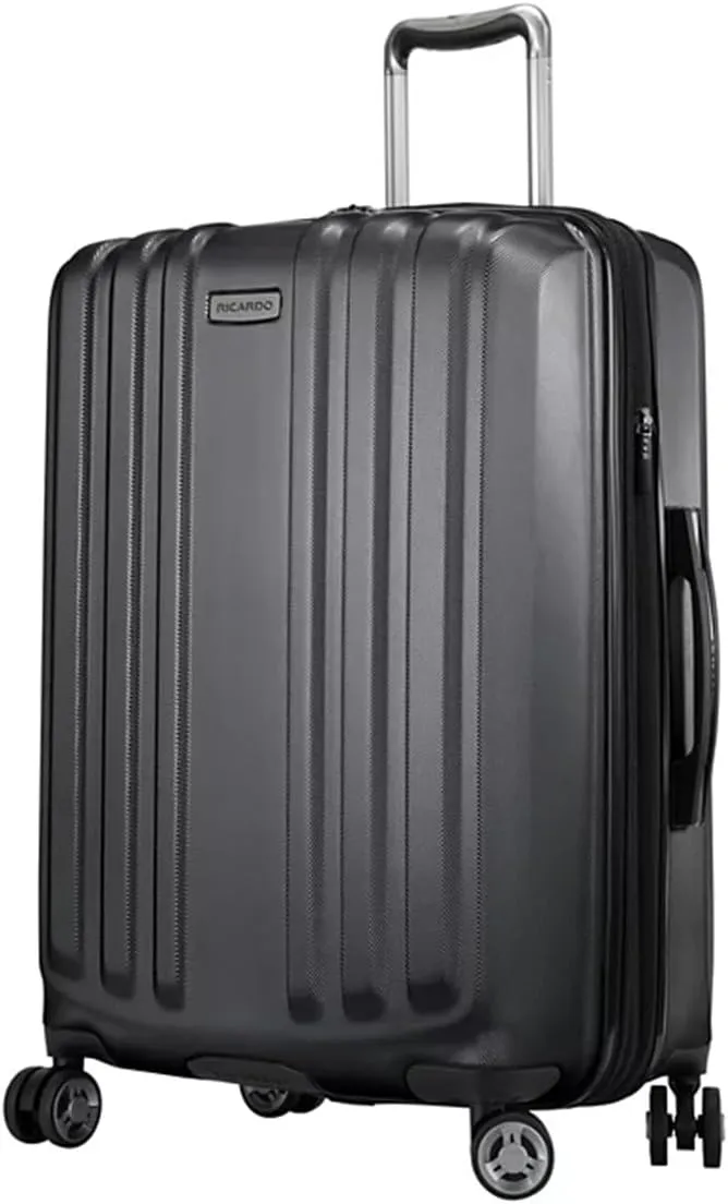 Ricardo Beverly Hills Anderson Hardside Medium Checked Luggage Spacious Expandable Travel Bag with Dual Spinner Wheels, 24-inch, Gunmetal