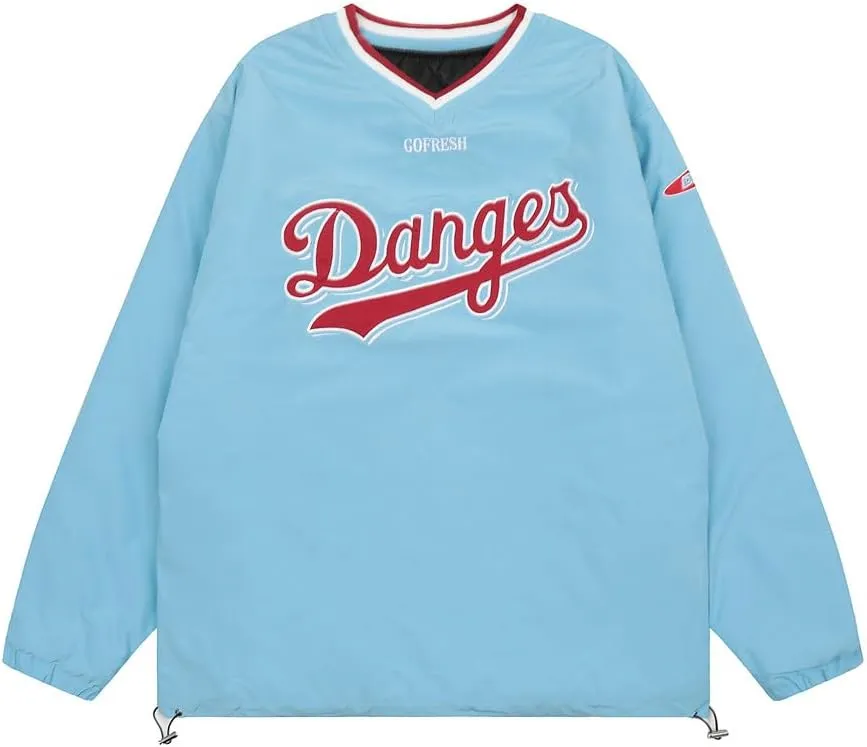 RICHTRUE Parachute Pullover Windbreaker Long Sleeve Jersey Shirt Y2k Oversized Shirts Grunge Rapper Streetwear 2000s Vintage