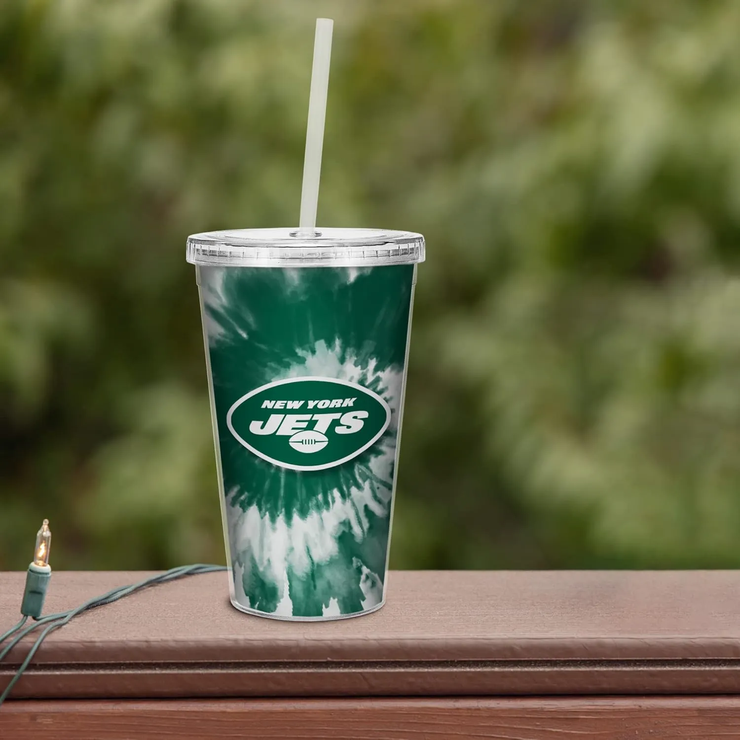 Rico Industries Metallic Tie Dye NFL Football Team 16oz Clear Tumbler W/Straw - Team Colored Travel Tumbler for NFL Fans - Keeps Drinks Cold or Hot