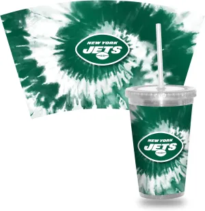 Rico Industries Metallic Tie Dye NFL Football Team 16oz Clear Tumbler W/Straw - Team Colored Travel Tumbler for NFL Fans - Keeps Drinks Cold or Hot