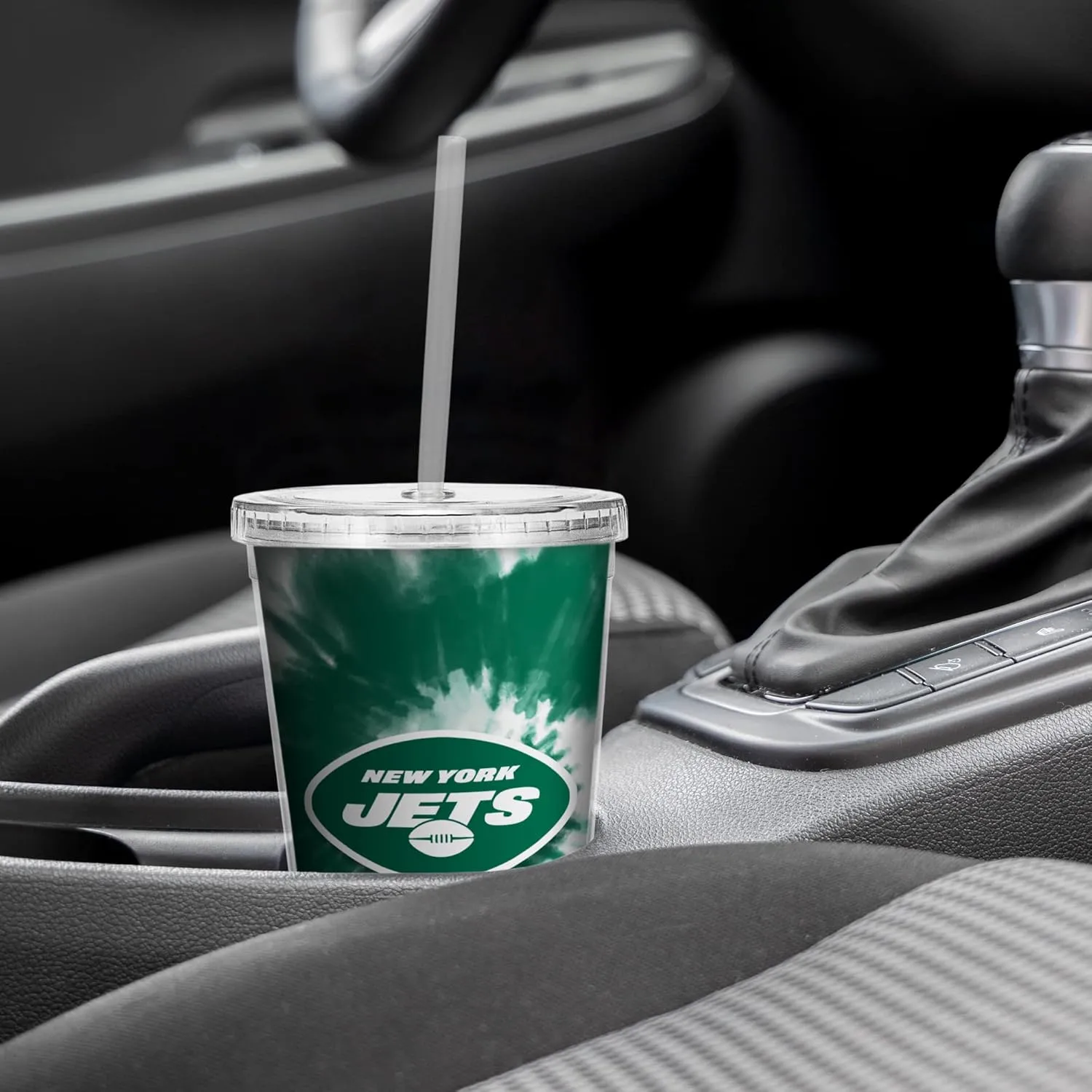 Rico Industries Metallic Tie Dye NFL Football Team 16oz Clear Tumbler W/Straw - Team Colored Travel Tumbler for NFL Fans - Keeps Drinks Cold or Hot