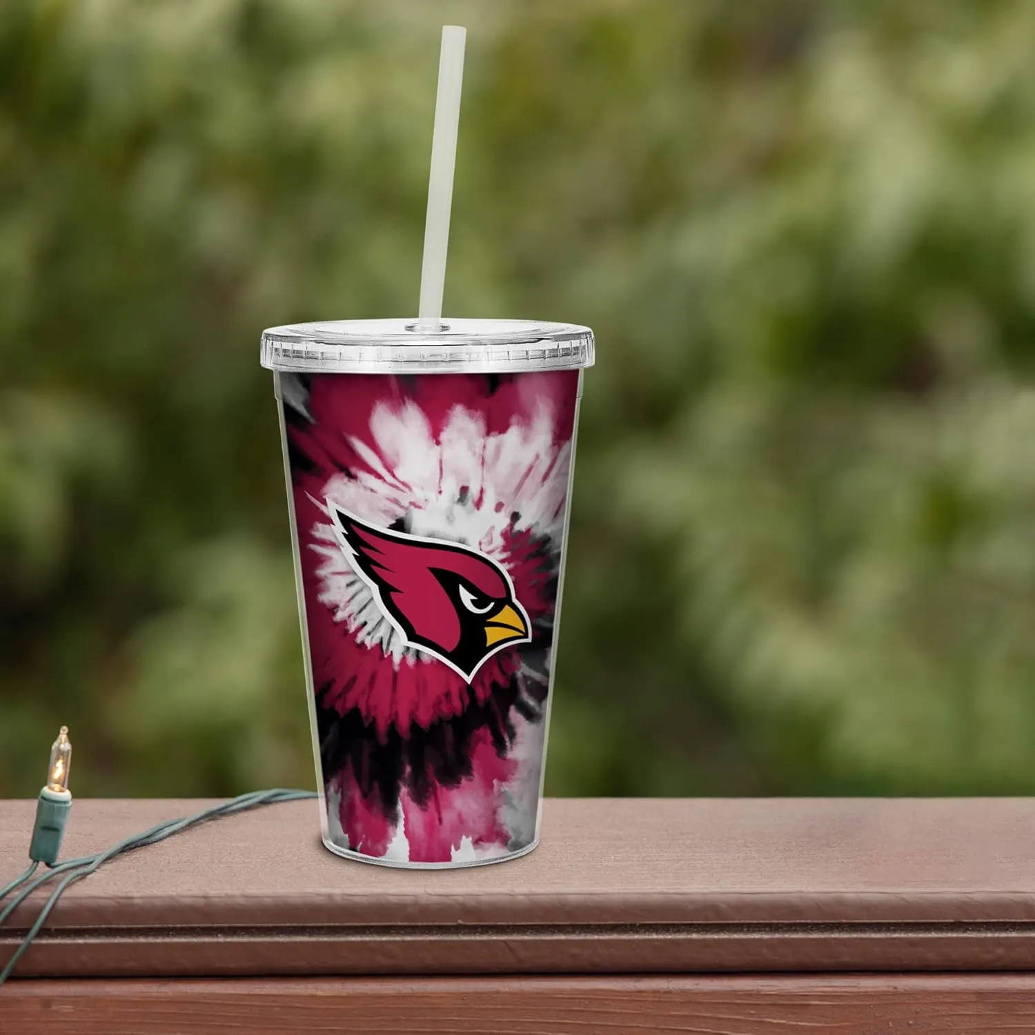 Rico Industries Metallic Tie Dye NFL Football Team 16oz Clear Tumbler W/Straw - Team Colored Travel Tumbler for NFL Fans - Keeps Drinks Cold or Hot
