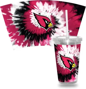 Rico Industries Metallic Tie Dye NFL Football Team 16oz Clear Tumbler W/Straw - Team Colored Travel Tumbler for NFL Fans - Keeps Drinks Cold or Hot