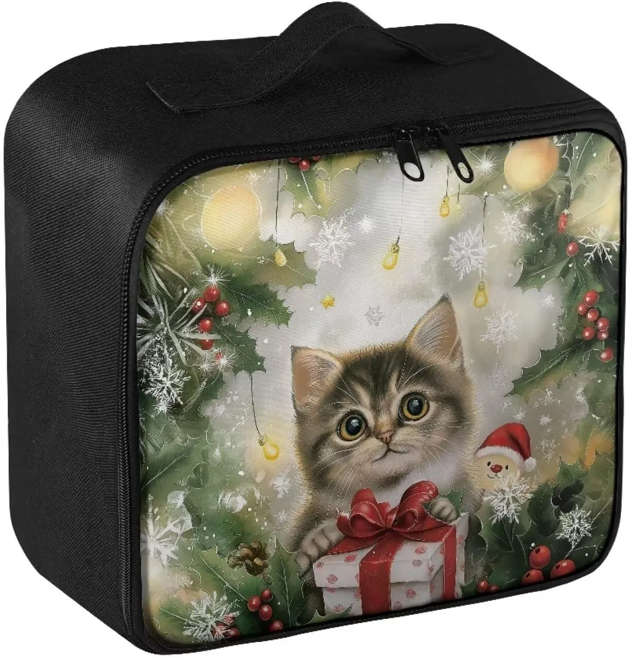 Rnyleeg Christmas Empty First Aid Bag Cute Cat First Aid Kit for College Dorm Car Medical Kit Compact Lightweight Outdoor Survival Bag