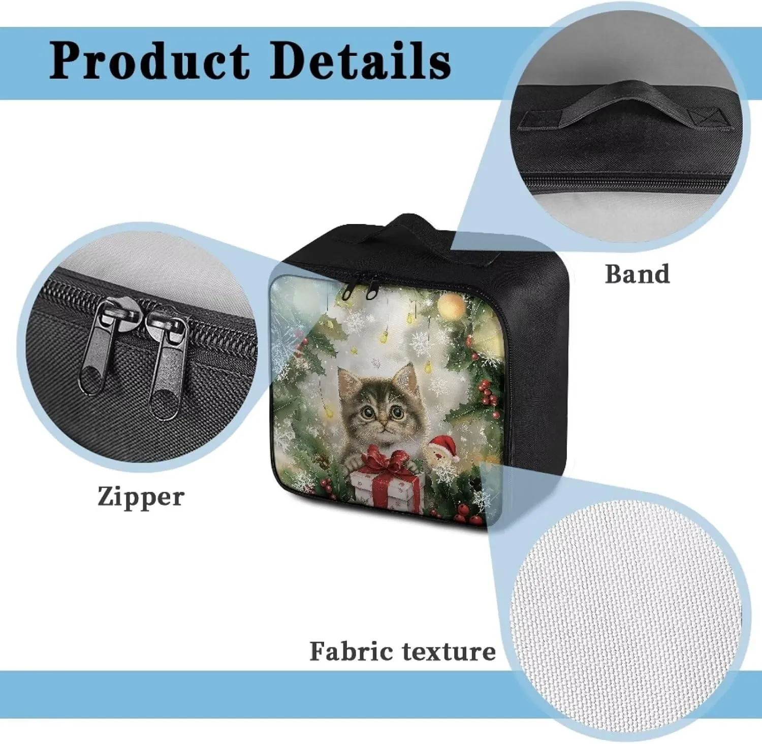 Rnyleeg Christmas Empty First Aid Bag Cute Cat First Aid Kit for College Dorm Car Medical Kit Compact Lightweight Outdoor Survival Bag