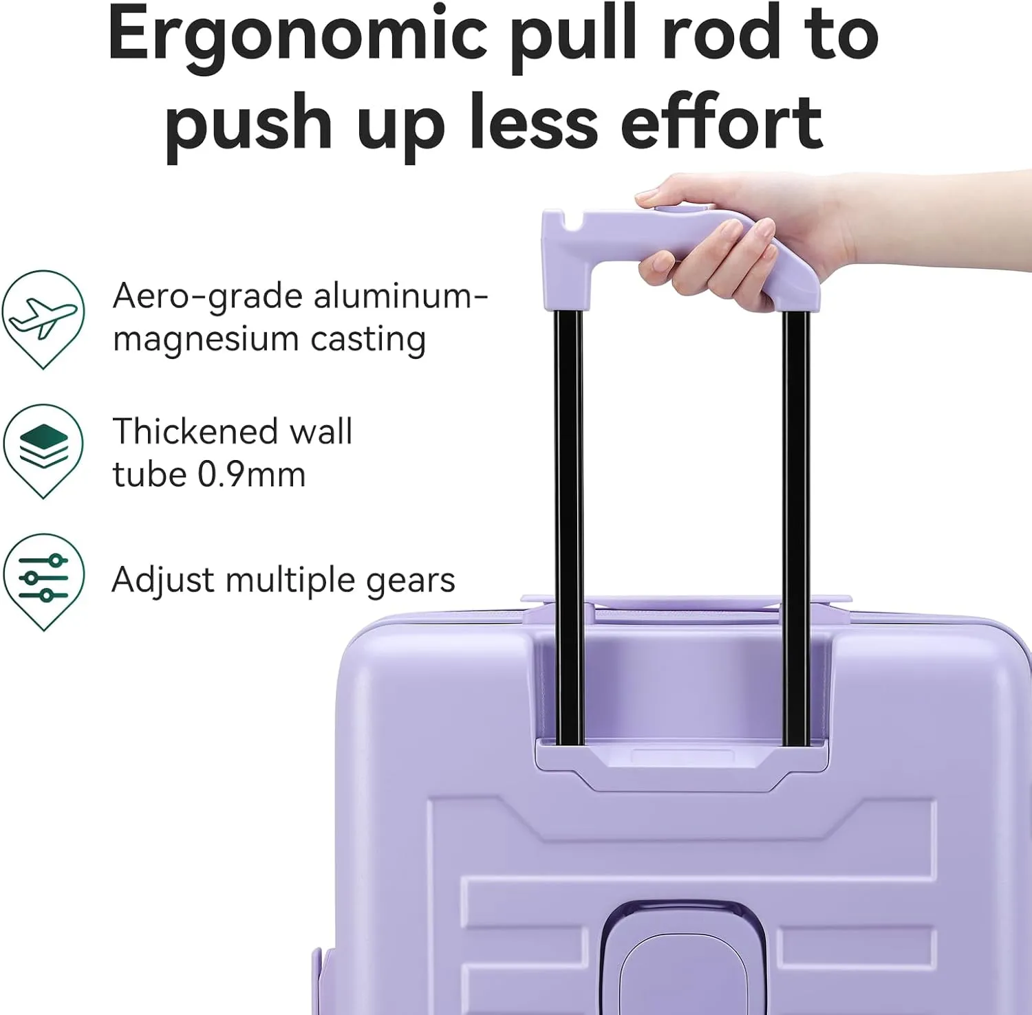 ROAMING 20 Inch Carry On Luggage Expandable Front Opening Rolling Vacation Suitcase with Spinner Wheels and TSA Lock Cup Holder PC Hard Shell Travel Trolley Case for Shout Business Trips purple