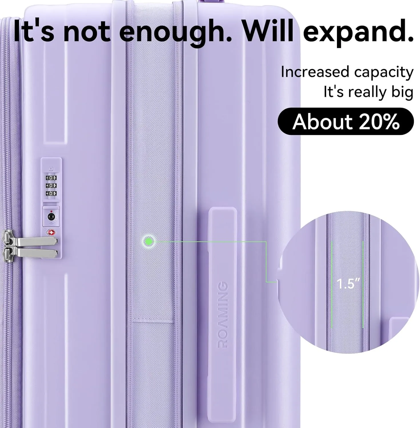 ROAMING 24 Inch Checked Luggage TOP Opening Rolling Suitcase PC hard sided luggage with Spinner Wheels Cup Holder Tsa Lock Specially Designed Ergonomic Pull Rod Handle for Travel Woman Men purple