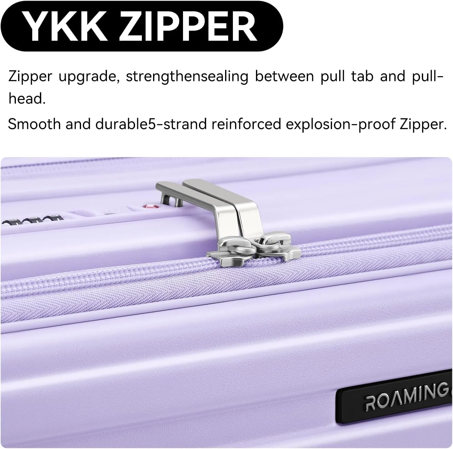 ROAMING 24 Inch Checked Luggage TOP Opening Rolling Suitcase PC hard sided luggage with Spinner Wheels Cup Holder Tsa Lock Specially Designed Ergonomic Pull Rod Handle for Travel Woman Men purple