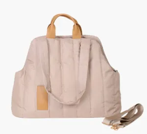 Robyn – Brown Quilted Backpack with Tan Vegan Leather Handles