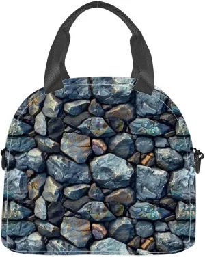rock pavemet tileable cobblestone pathway great video game Insulated Adult Lunch Bag with Shoulder Strap for Women Lightweight Reusable Portable Freezable Lunch Tote Bag for Work Picnic