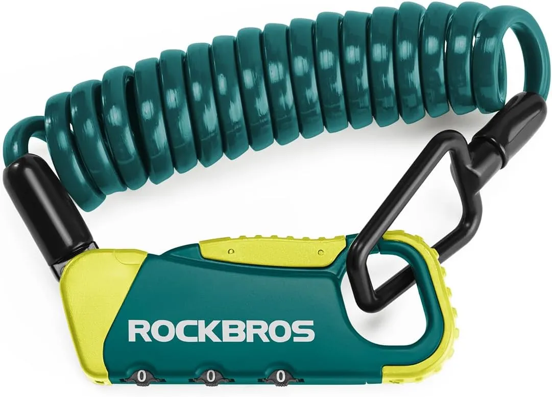 ROCKBROS Motorcycle Helmet Lock, Lightweight Bike Helmet Lock, Resettable Motorcycle Locks Anti Theft, 47.2 inch/124 cm Universal Locks for Helmets, Bicycle, Luggage