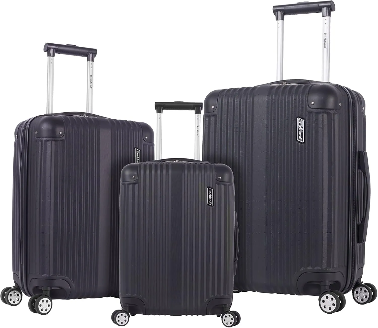 Rockland Berlin Hardside Expandable Spinner Wheel Luggage, Black, 3-Piece Set (20/24/28)
