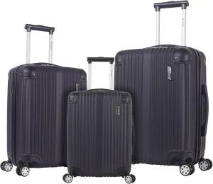 Rockland Berlin Hardside Expandable Spinner Wheel Luggage, Black, 3-Piece Set (20/24/28)