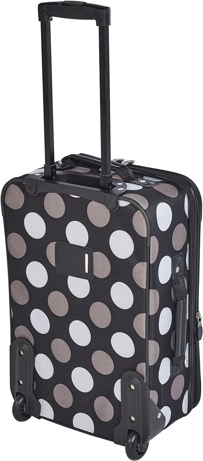 Rockland Fashion Softside Upright Luggage Set, Expandable, New Black Dot, 2-Piece (14/19)