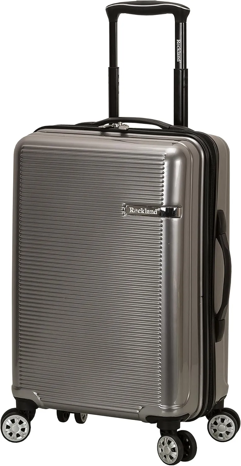 Rockland Horizon Hardside Expandable Spinner Wheel Luggage, Silver, 3-Piece Set (20/24/28)