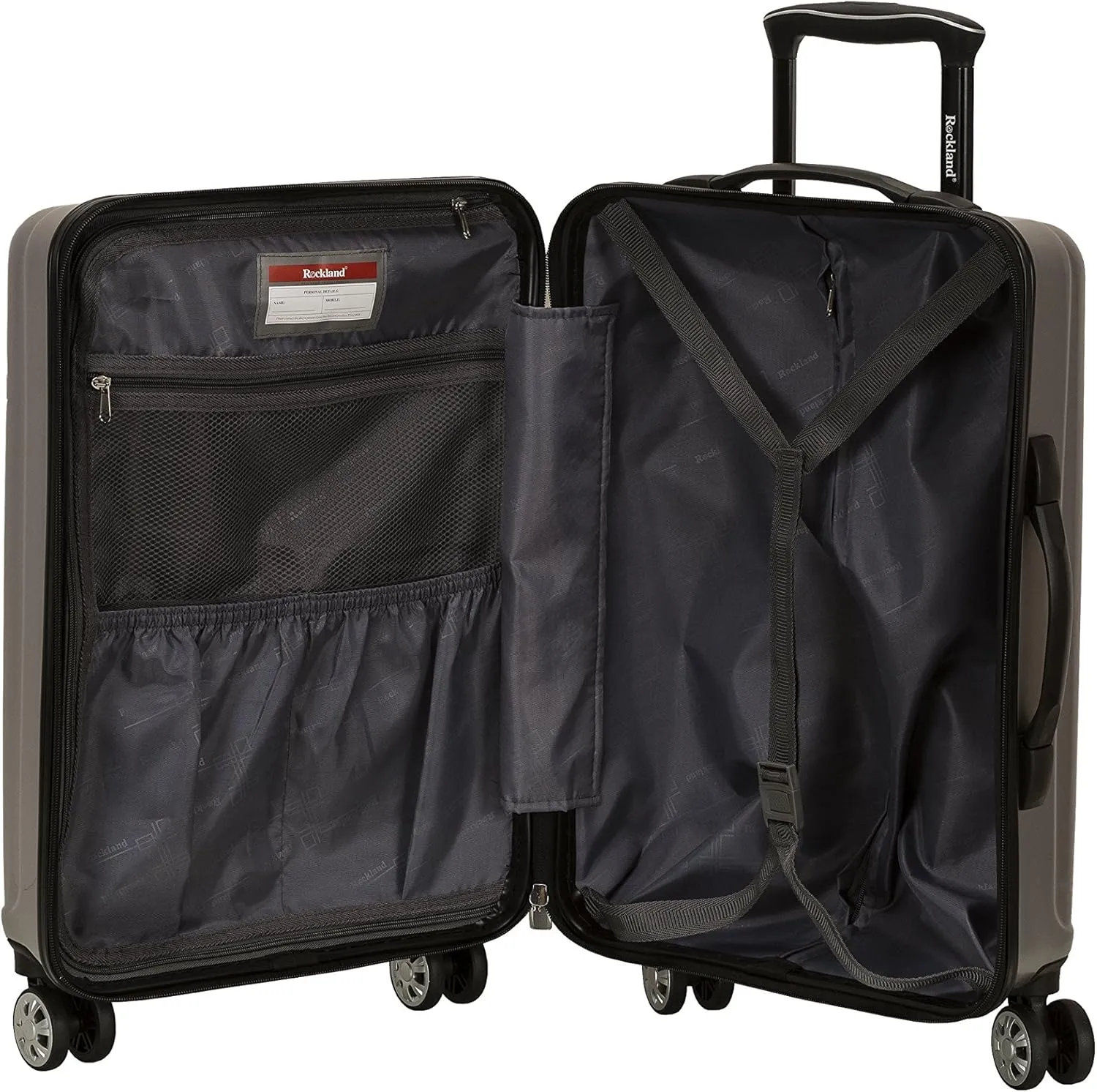 Rockland Horizon Hardside Expandable Spinner Wheel Luggage, Silver, 3-Piece Set (20/24/28)