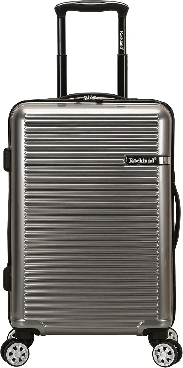 Rockland Horizon Hardside Expandable Spinner Wheel Luggage, Silver, 3-Piece Set (20/24/28)