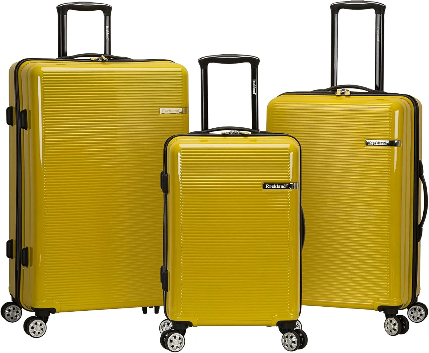 Rockland Horizon Hardside Expandable Spinner Wheel Luggage, Yellow, 3-Piece Set (20/24/28)