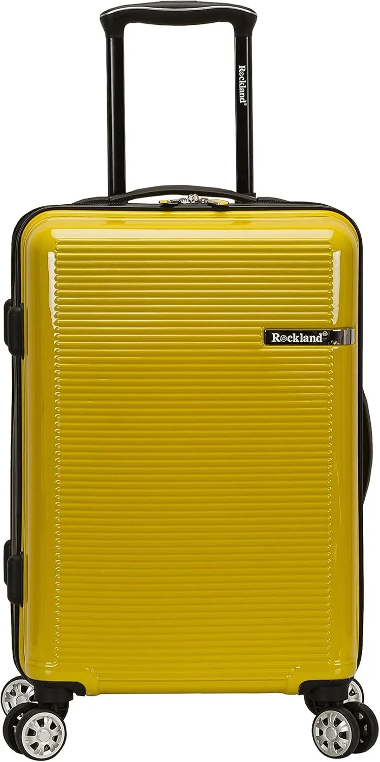 Rockland Horizon Hardside Expandable Spinner Wheel Luggage, Yellow, 3-Piece Set (20/24/28)
